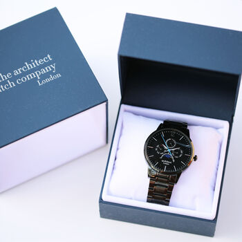 Men's Personalised Watch In Black Architect Apollo, 3 of 5