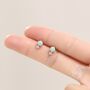 Sterling Silver Tiny Cz And White Opal Stud Earrings, thumbnail 4 of 11