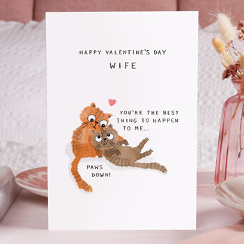 Cute Cat Valentine Card For Wife, 4 of 5