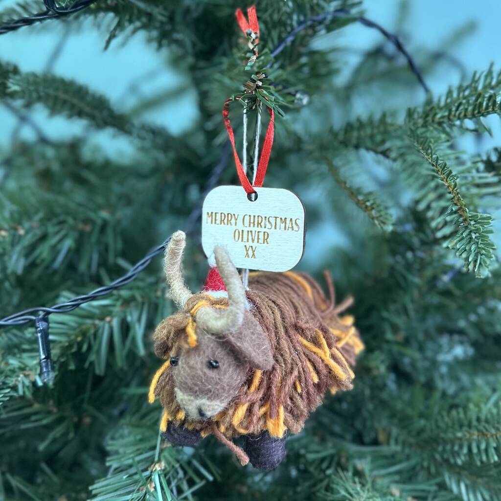 Personalised Highland Cow Christmas Bauble, 1 of 3