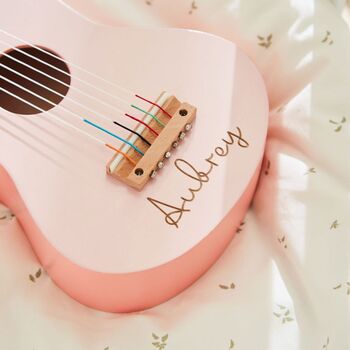 Personalised Pink Guitar Wooden Toy 3y+, 3 of 4