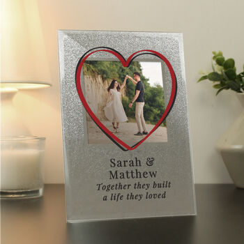 Personalised Heart 4x4 Glitter Glass Photo Frame, 2 of 4