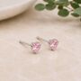 Sterling Silver Pink Cubic Zirconia Heart Stud Earrings, thumbnail 1 of 3