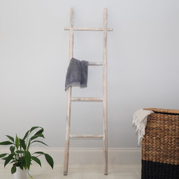White Wooden Towel Ladder Bathroom, 6 of 8