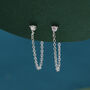 Sterling Silver Cz With Chain Ear Jacket, thumbnail 1 of 11
