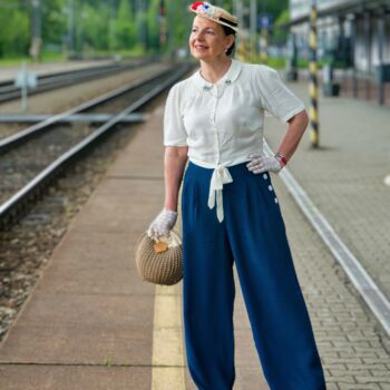 Audrey Trousers In Mulberry Vintage 1940s Style, 2 of 2