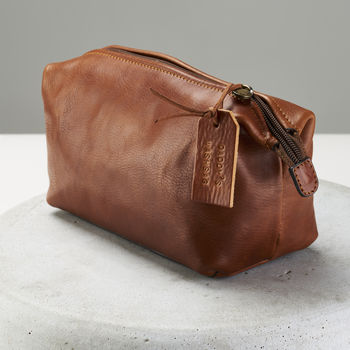 Personalised Genuine Leather Washbag, 6 of 7