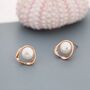 Genuine Pearl And Mobius Circle Stud Earrings, thumbnail 6 of 12