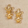 Double Flower Earrings In Golden Stainless Steel, thumbnail 3 of 4