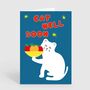 White Cat Get Well Soon Funny Pun Feel Better Card, thumbnail 2 of 2