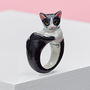 Black And White Cat Ring, thumbnail 1 of 2