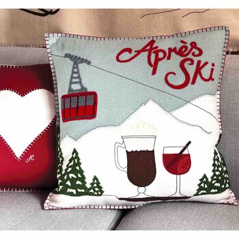Wool Après Ski Hot Toddies Cushion, 2 of 3