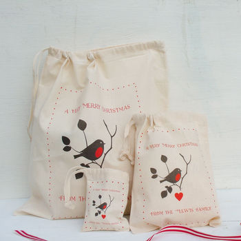 Personalised Christmas Robin Gift Bags, 2 of 4