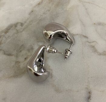 Minimalist Silver Droplet Dome Stud Earrings, 2 of 4