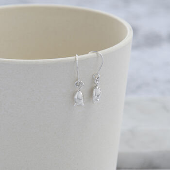 Tiny Mouse Hook Earrings Sterling Silver, 2 of 4