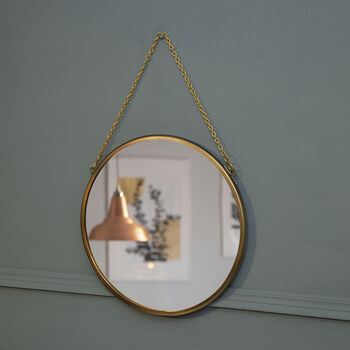 Hanging Wall Mirror Golden Finish Round, 6 of 7
