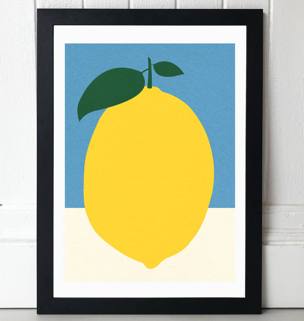 Yellow Lemon Art Print In Black Frame A3 By EAST END PRINTS ...