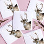 Inky Reindeer Blank Greeting Card, thumbnail 2 of 4