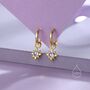 Moonstone Starburst Huggie Hoop Earrings In Sterling Silver, thumbnail 4 of 11