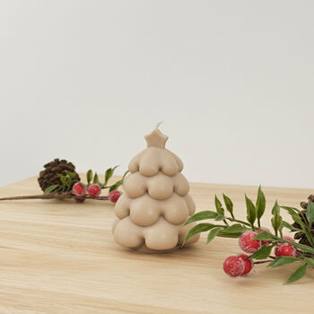 Beige Christmas Tree Candle Festive Decoration, 10 of 10