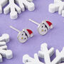 Sterling Silver Christmas Penguin Santa Hat Earrings, thumbnail 2 of 3