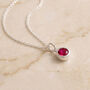 Personalised Sterling Silver July Birthstone Ruby Pendant Necklace, thumbnail 2 of 9