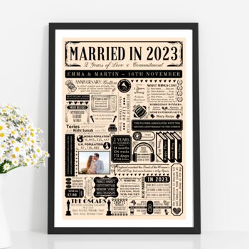 2023 Personalised 2nd Cotton Anniversary Photo Poster, 4 of 8