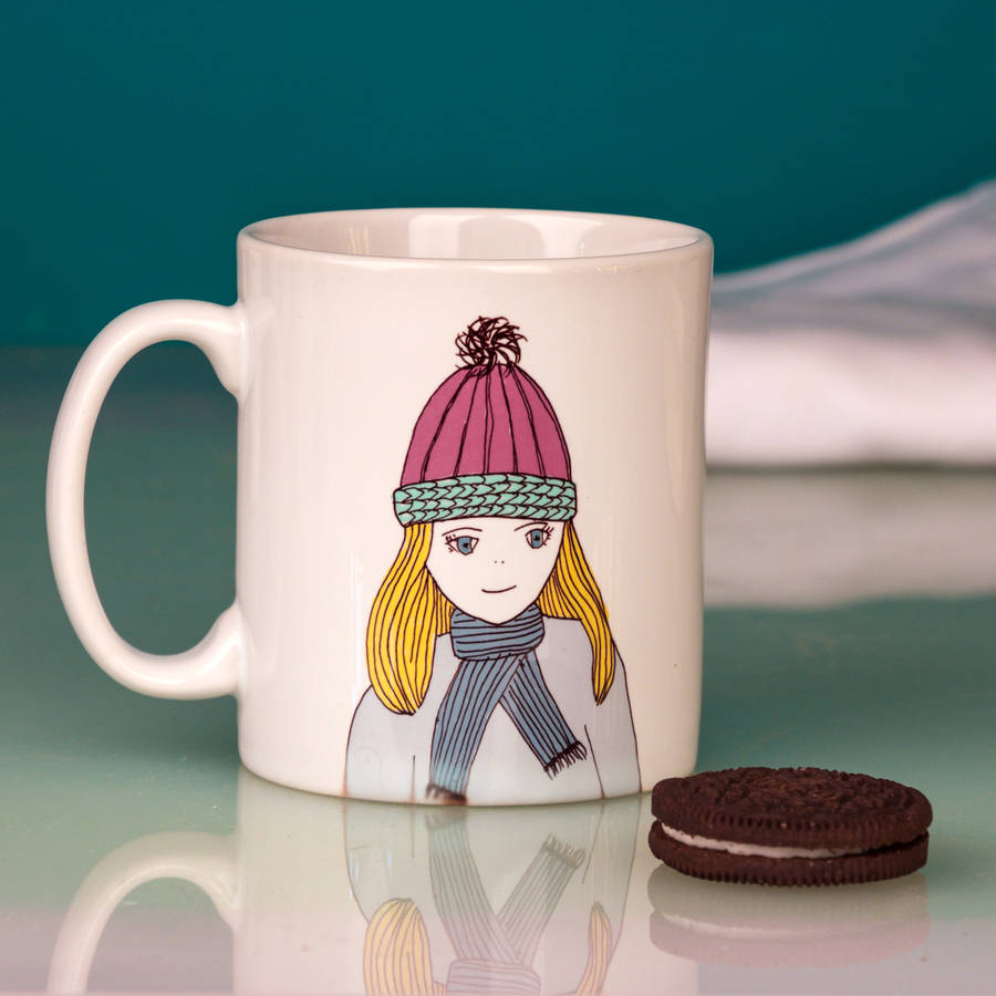 personalised skier girl  mug  by snapdragon 
