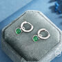Sterling Silver Dangling Green Onyx Hoop Earrings, thumbnail 2 of 11