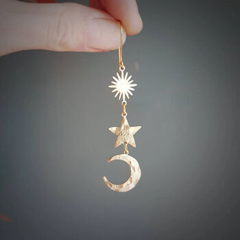 'Tempest Twilight' Ethical Hand Beaten Brass Earrings, 2 of 2