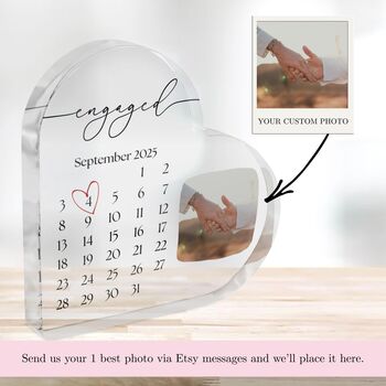 Personalised Engagement Calendar Heart Acrylic Plaque, 4 of 5
