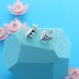 Triple Leaping Dolphin Stud Earrings, thumbnail 1 of 2