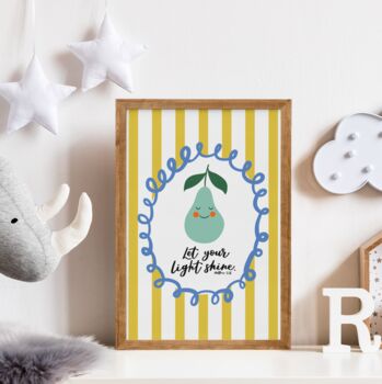 Let Your Light Shine Pear Nursery Print, 3 of 8