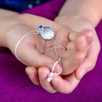 Personalised Hammered Sterling Silver Birthstone Locket, 3 of 10