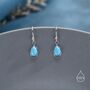 Sterling Silver Pear Cut Blue Turquoise Stone Drop Hook Earrings, thumbnail 2 of 11