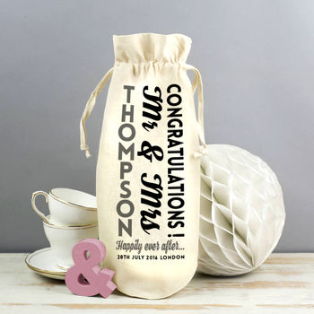 Personalised 'Mr And Mrs' Congratulations Wine Bag, 4 of 8