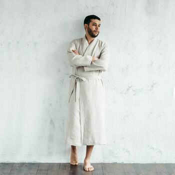 Men's Linen Robe, 3 of 12