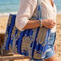 Royal Blue Stripe Cotton Beach Tote, thumbnail 1 of 4
