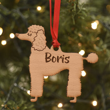 Poodle Personalised Dog Wooden Christmas Decoration, 3 of 7