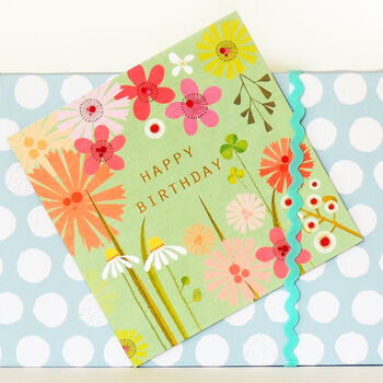 Gold Foiled Pea Green Birthday Card, 3 of 5
