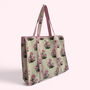 Pink And Green Stripe And Floral Cotton Quilted Tote Bag, thumbnail 2 of 5