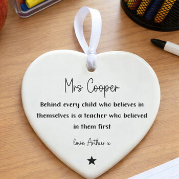 Personalised Thank You Teacher Porcelain Heart Keepsake, 2 of 4