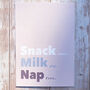 Snack Milk Nap Typographic Print, thumbnail 2 of 5