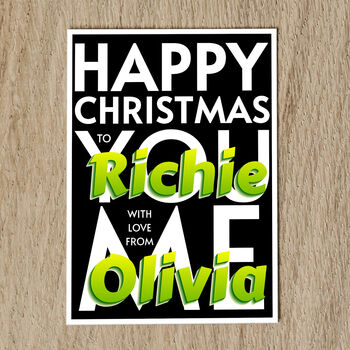 Personalised Christmas Card With Names And Message, 8 of 8