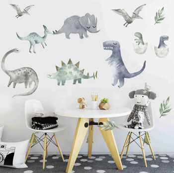 Neutral Colour Cartoon Dinosaur Wall Stickers, 6 of 9