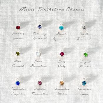 Sterling Silver Charm, Letter And Birthstone Necklace, 3 of 9