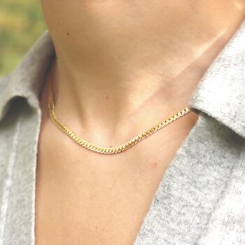 Flat Snake Bone Chain Clavicle Necklace Non Tarnish, 2 of 11