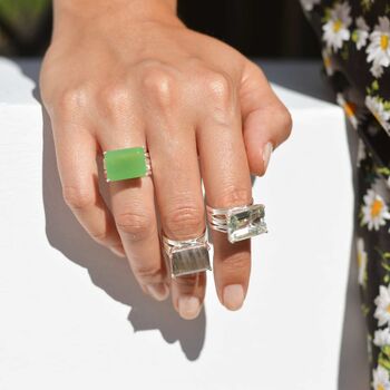 Silver Chrysoprase Cocktail Ring, 5 of 7