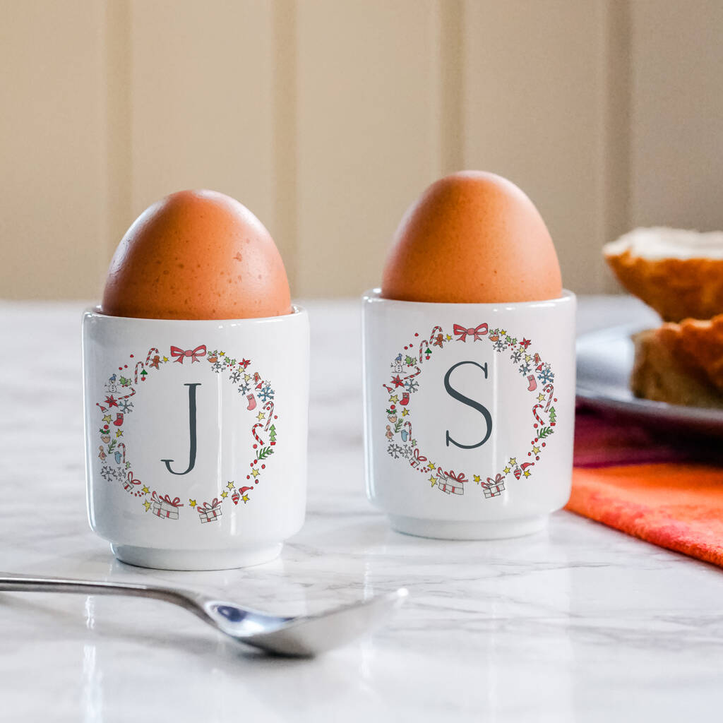 Personalised Magical Christmas Wreath Ceramic Egg Cup