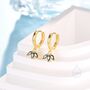 Sterling Silver Mystic Black Cz Marquise Crown Huggie Hoop Earrings, thumbnail 3 of 11